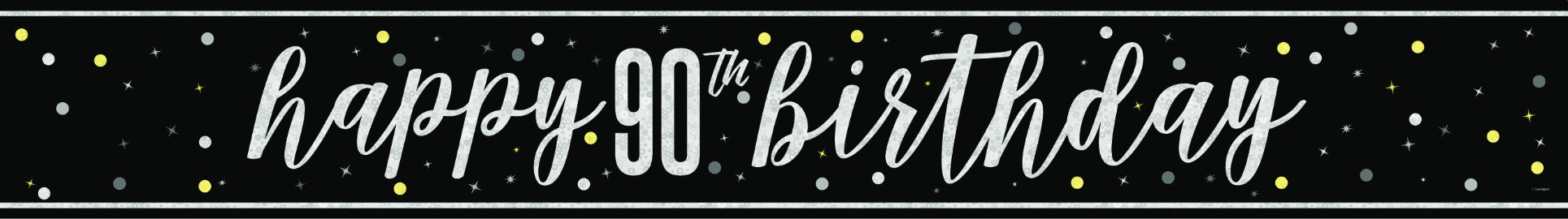 Happy Birthday Banner Zwart 90 Jaar 2,74m