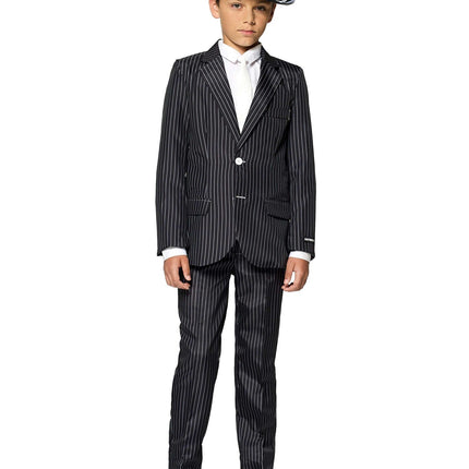 Gangster Krijtstreep Zwart Pak Jongen Suitmeister