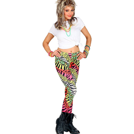 Neon 80S Legging Dames Gekleurd