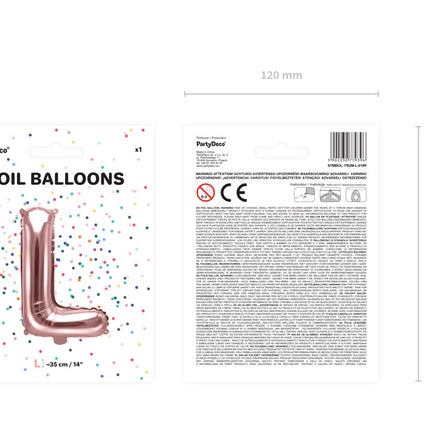Folie Ballon Letter L Rose Goud Leeg 35cm