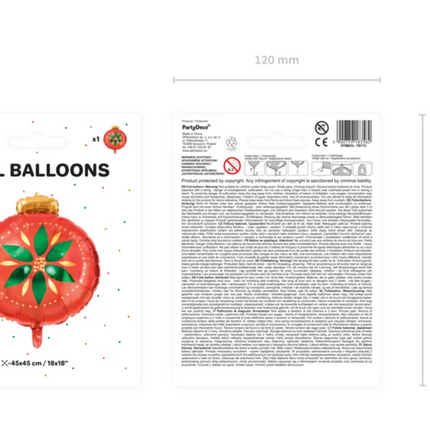 Helium Ballon Kerstbal Leeg 45cm