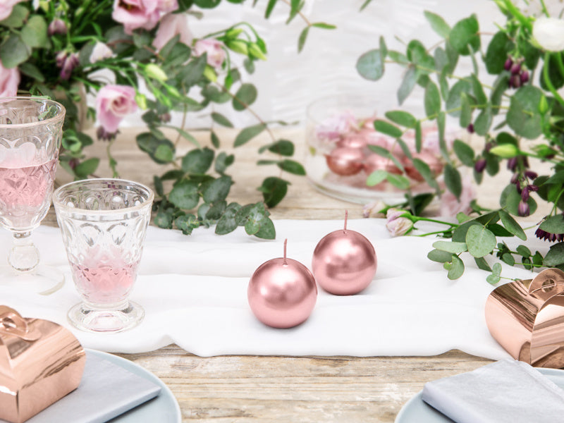 Bolkaarsen Rose Goud Metallic 6cm 10st
