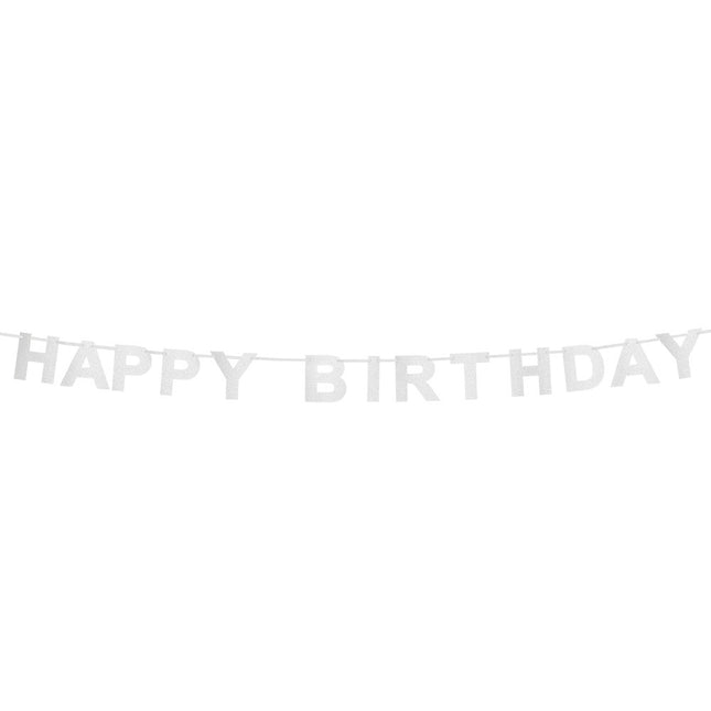 Zilveren Happy Birthday Letterslinger 2,25m