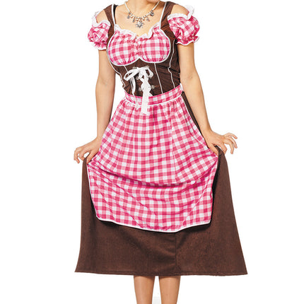 Roze Dirndl Jurk Oktoberfest Dames Lang