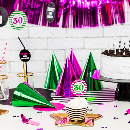 Feesthoedjes Holografisch Glitter 16cm 20st