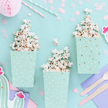 Popcorn Bakjes Mint Groen 12,5cm 6st