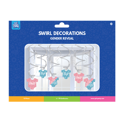Hangdecoratie Gender Reveal 14cm 12st