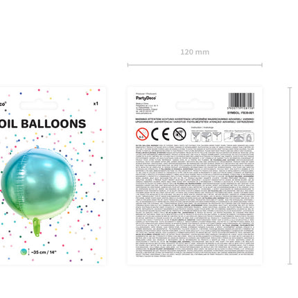 Helium Ballon Rond Blauw Groen Leeg 35cm