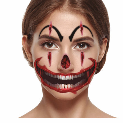 Gezicht Stickers Clown 30x14 cm