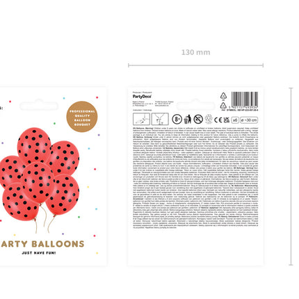 Rode Ballonnen Zwarte Stippen 30cm 6st