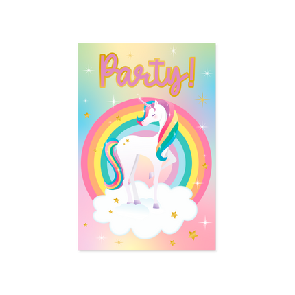 Unicorn Uitnodigingen Gekleurd 6st