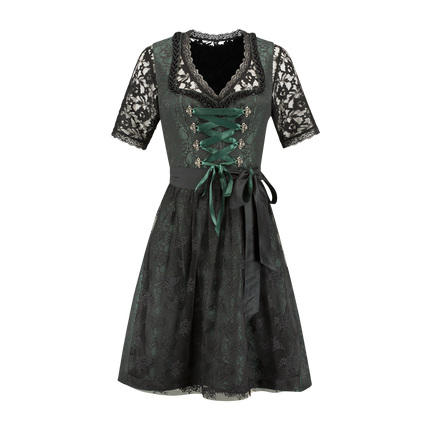 Zwart Groene Dirndl Jurk Oktoberfest Dames Jaquard