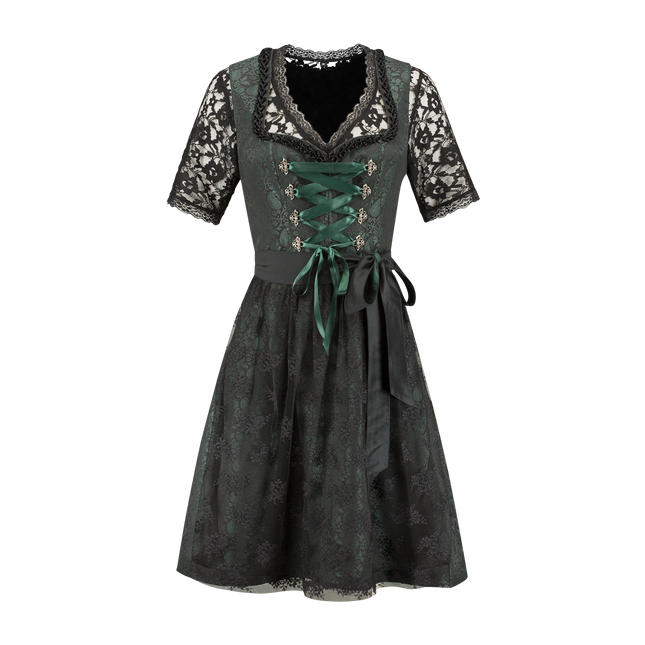 Zwart Groene Dirndl Jurk Oktoberfest Dames Jaquard
