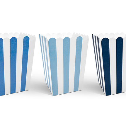 Popcorn Bakjes Blauw Mix 12,5cm 6st