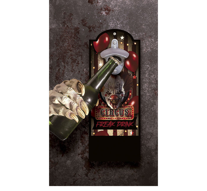 Halloween Deurbord Bier Opener Clown 30cm