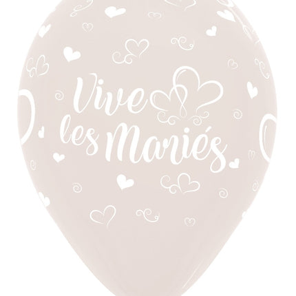 Ballonnen Vive Les Maries Hearts Crystal Clear 30cm 25st