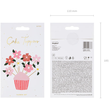 Caketopper Bloemen 14,5cm 8st