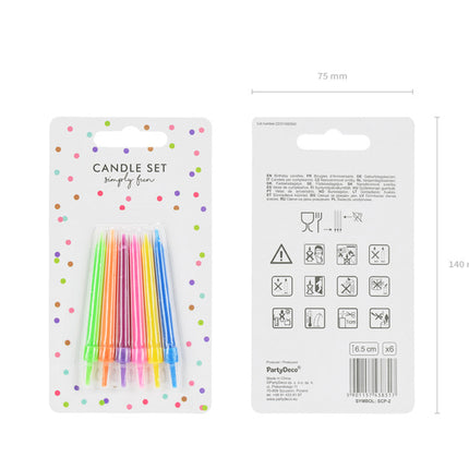 Kaarsjes Gekleurd 6,5cm 6st