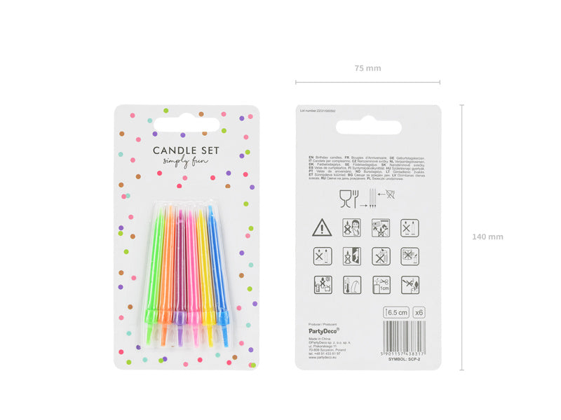 Kaarsjes Gekleurd 6,5cm 6st