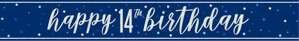 Happy Birthday Banner Blauw 14 Jaar 2,74m