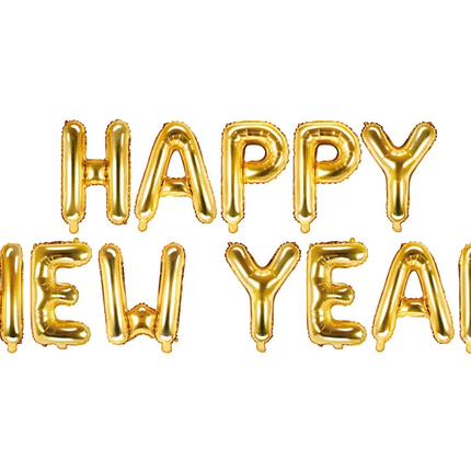 Letterballon Set Happy New Year Goud Leeg 4,22m