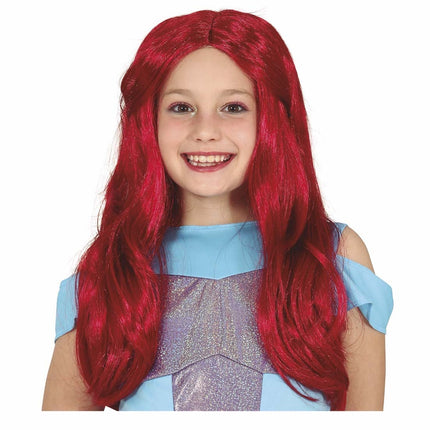 Rode Pruik Lang Haar Kind
