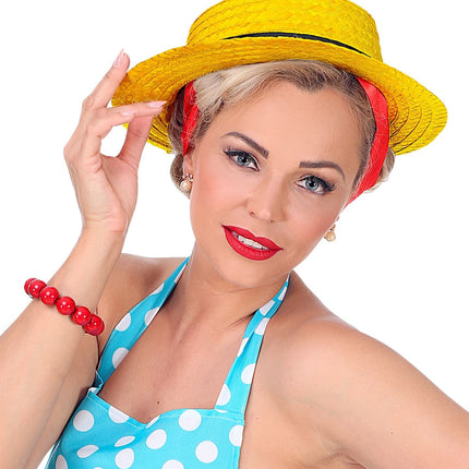 Gele Hoed Met Zwarte Band