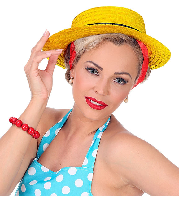 Gele Hoed Met Zwarte Band