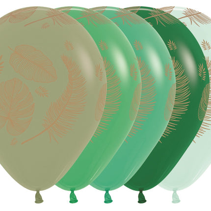 Ballonnen Tropical Leaves Mix Gold Print 30cm 25st