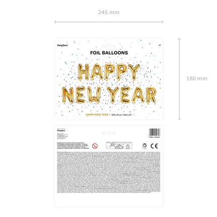 Letterballon Set Happy New Year Goud Leeg 4,22m