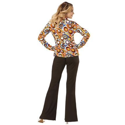 Disco 70S Blouse Blauw Oranje Dames