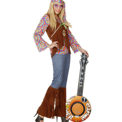 Hippie 60S Nep Banjo Oranje Opblaasbaar 1m