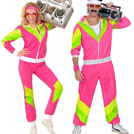 Neon 80S Trainingspak Fout Groen Roze