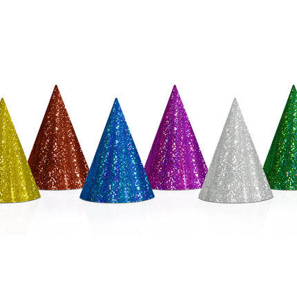 Feesthoedjes Holografisch Glitter 16cm 20st
