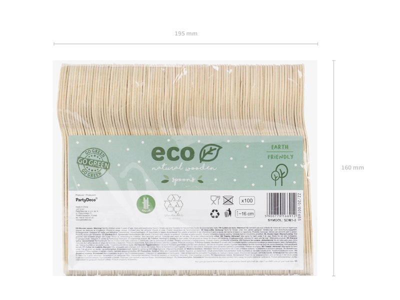 Houten Lepels 16cm 100st