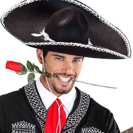 Zwart Witte Sombrero 55cm