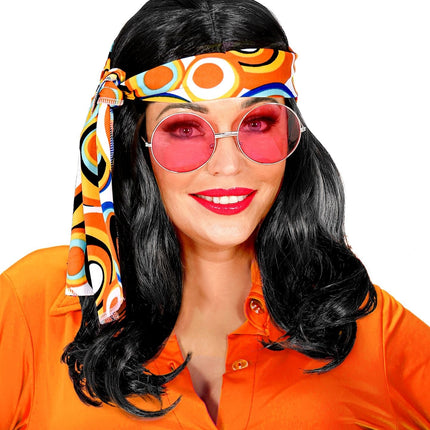 Disco 70S Pruik Zwart Met Hoofdband