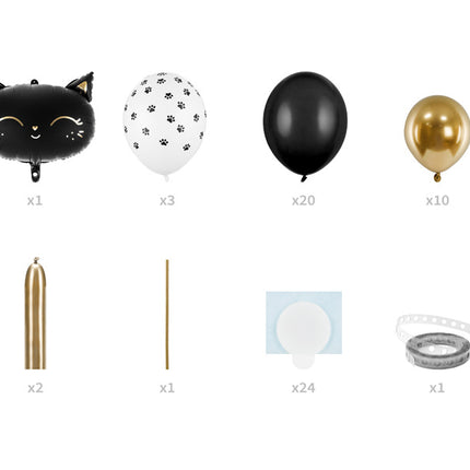 Ballonnenpilaar Kat Zwart 1,4m