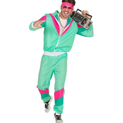 Neon 80S Trainingspak Fout Turquoise