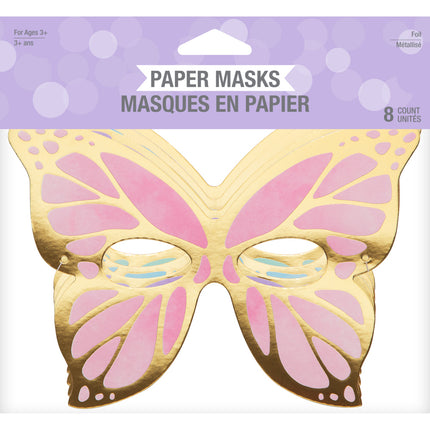 Gekleurde Vlinder Maskers 19cm 8st