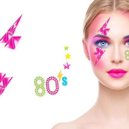 Neon 80S Gezicht Stickers