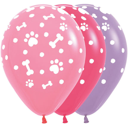 Ballonnen Paw Prints Girl Mix 30cm 25st