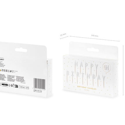 Witte Happy Birthday Kaarsen 13st