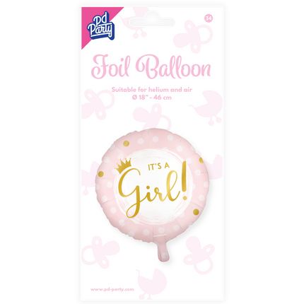 Geboorte Helium Ballon It'S A Girl Leeg 45cm