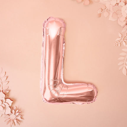 Folie Ballon Letter L Rose Goud Leeg 35cm