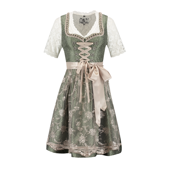 Roze Wit Creme Dirndl Jurk Oktoberfest Dames Jaquard Grijs