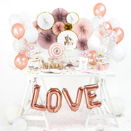 Folie Ballon Letter E Rose Goud Leeg 35cm