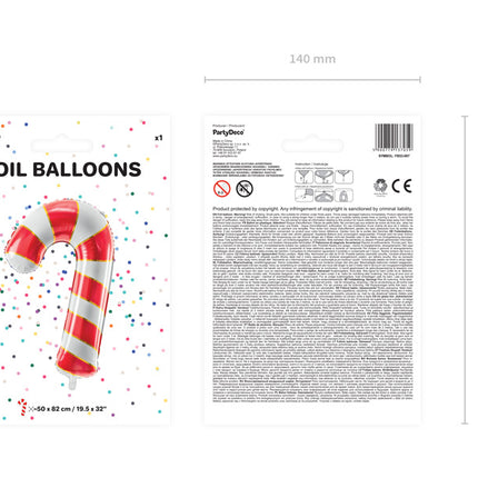 Helium Ballon Zuurstok Rood Leeg 82cm