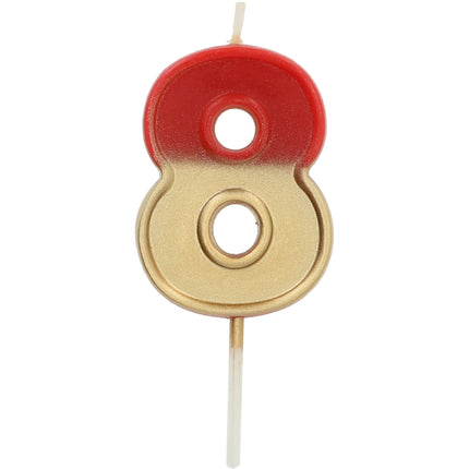 Kaars 8 Jaar Retro Rood 5cm