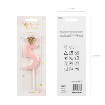 Kaars 5 Jaar Lichtroze 9,5cm